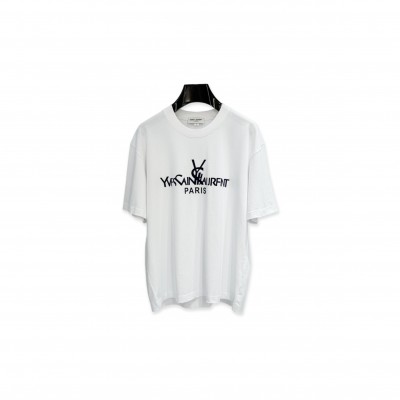 YSL WHITE LOGO PRINT SHORT-SLEEVED SHIRT